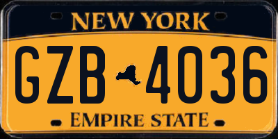 NY license plate GZB4036