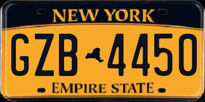 NY license plate GZB4450