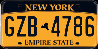 NY license plate GZB4786