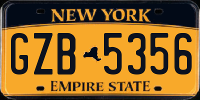 NY license plate GZB5356
