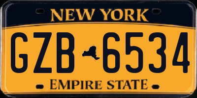 NY license plate GZB6534