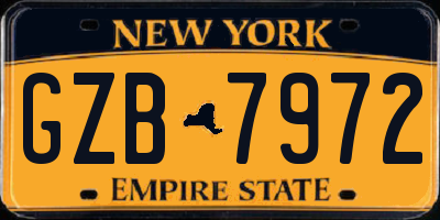 NY license plate GZB7972