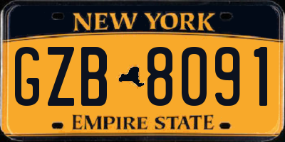 NY license plate GZB8091