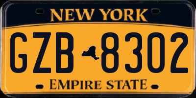 NY license plate GZB8302