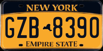NY license plate GZB8390