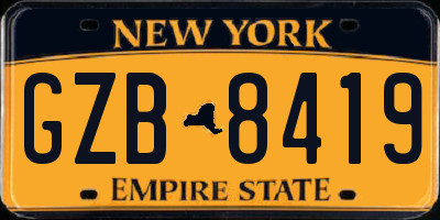 NY license plate GZB8419