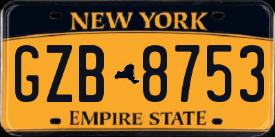NY license plate GZB8753