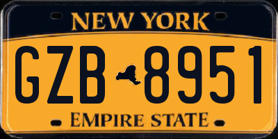 NY license plate GZB8951