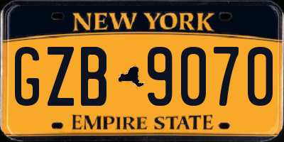 NY license plate GZB9070