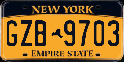 NY license plate GZB9703