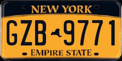 NY license plate GZB9771