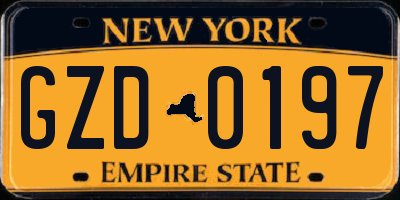 NY license plate GZD0197