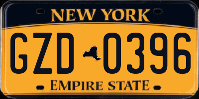 NY license plate GZD0396