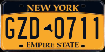NY license plate GZD0711