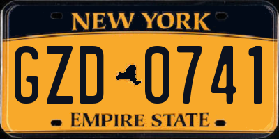 NY license plate GZD0741