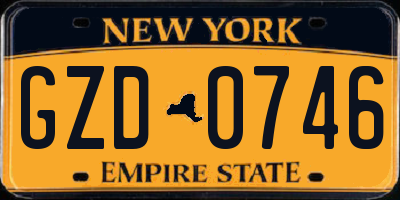 NY license plate GZD0746