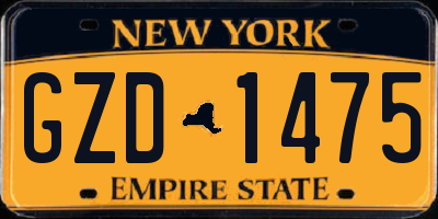 NY license plate GZD1475