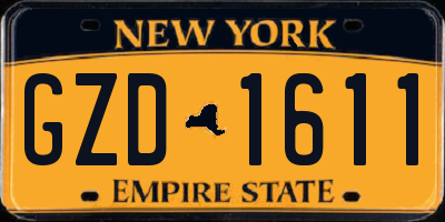NY license plate GZD1611
