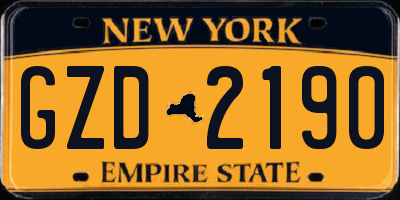 NY license plate GZD2190