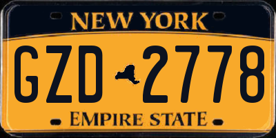 NY license plate GZD2778