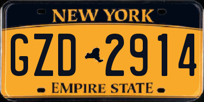 NY license plate GZD2914