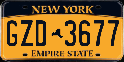 NY license plate GZD3677