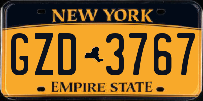 NY license plate GZD3767