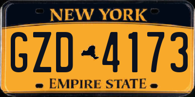 NY license plate GZD4173