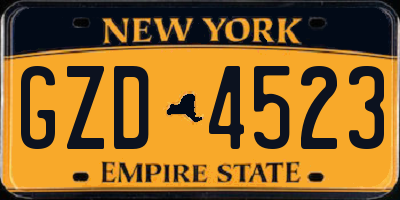 NY license plate GZD4523