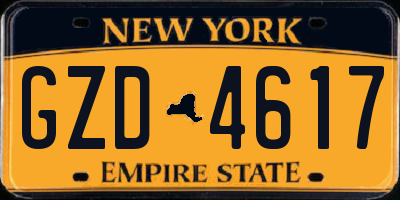 NY license plate GZD4617
