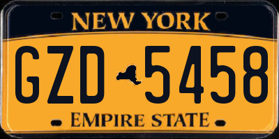 NY license plate GZD5458