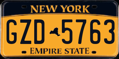 NY license plate GZD5763