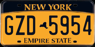 NY license plate GZD5954