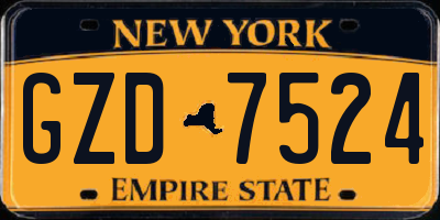 NY license plate GZD7524