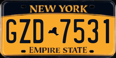 NY license plate GZD7531