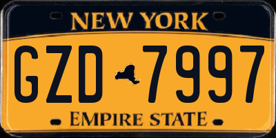NY license plate GZD7997