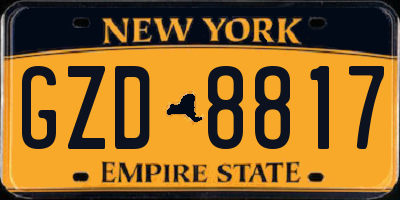 NY license plate GZD8817