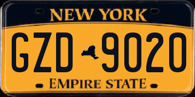 NY license plate GZD9020