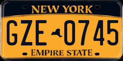 NY license plate GZE0745