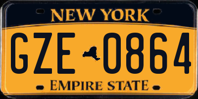 NY license plate GZE0864