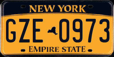 NY license plate GZE0973