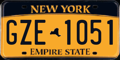 NY license plate GZE1051