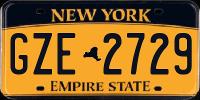 NY license plate GZE2729