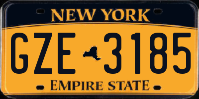 NY license plate GZE3185