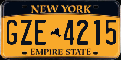 NY license plate GZE4215