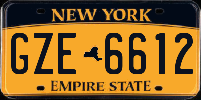 NY license plate GZE6612
