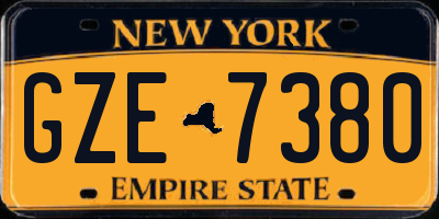 NY license plate GZE7380