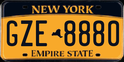 NY license plate GZE8880