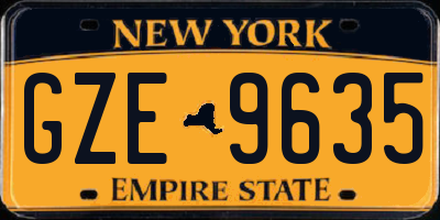 NY license plate GZE9635