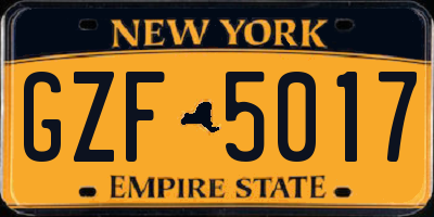 NY license plate GZF5017
